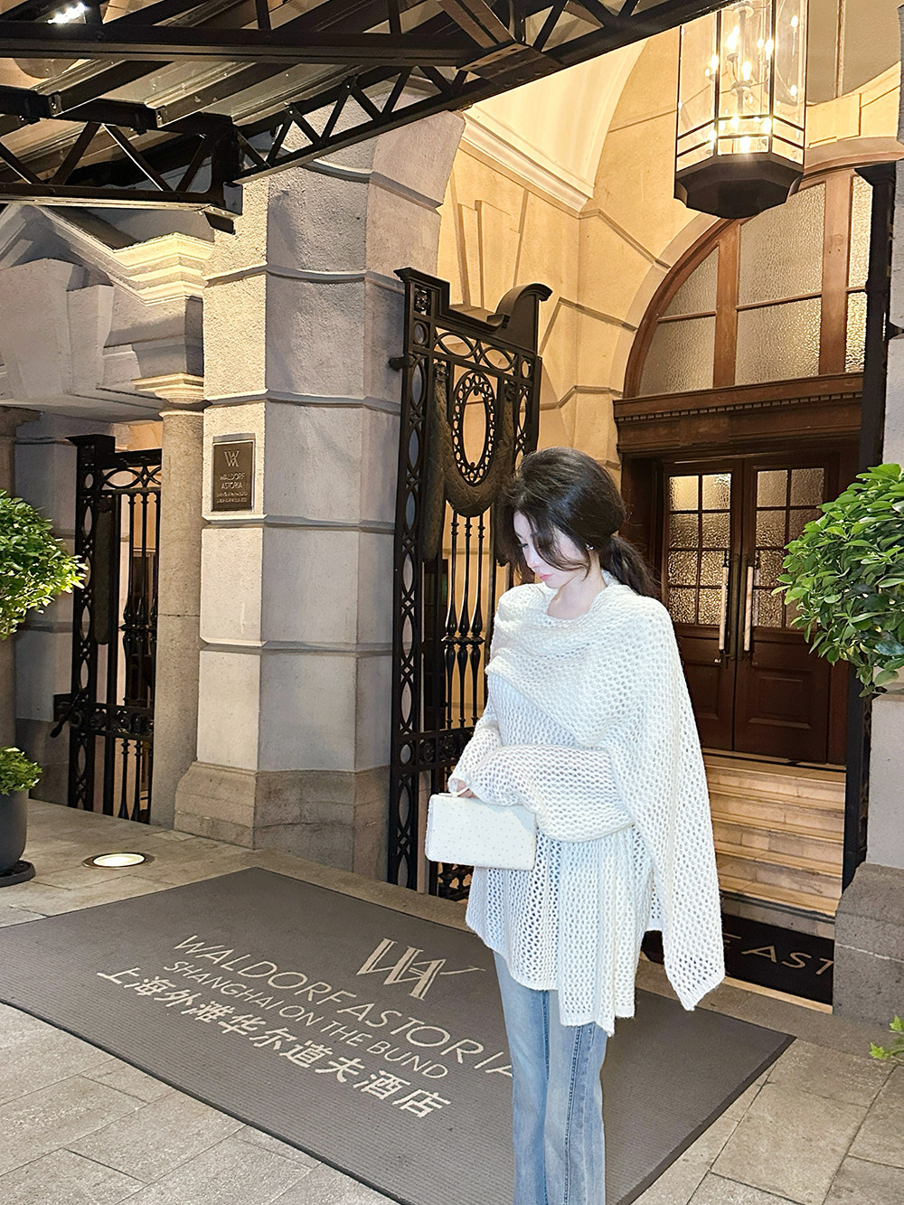 雅乔【芝士奶盖】大姐姐温柔风米白色软糯针织宽松毛衣围巾两件套