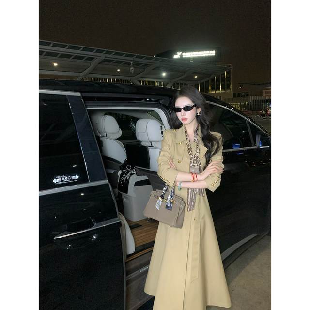 Sun Yaqiao Chelsea ດູໃບໄມ້ລົ່ນຄົນອັບເດດ: ຍາວແລະສັ້ນຄົນອັບເດດ: ແອວສອງເຕົ້ານົມສອງເຕົ້ານົມ khaki windbreaker jacket