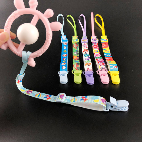 宝宝安抚奶嘴防掉带推车玩具牙胶链挂脖奶嘴链咬咬乐防丢带防掉链 - 图1
