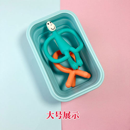 宝宝香蕉牙胶收纳盒 安抚奶嘴长颈鹿折叠硅胶便携盒子 咬胶存储盒 - 图0