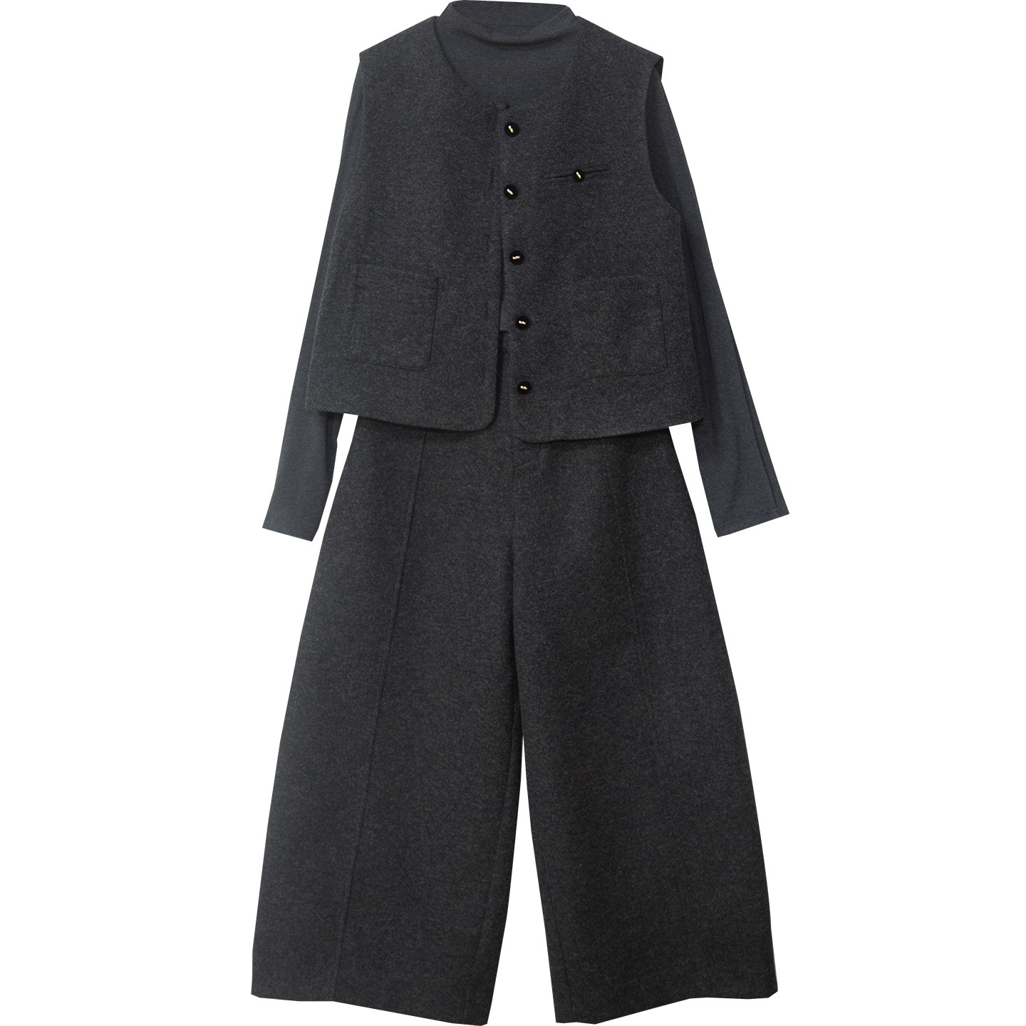 时尚洋气T恤马甲弯刀阔腿裤三件套女2026春季新款百搭套装潮5082,淘宝优惠券,粉丝福利购,淘宝优惠卷