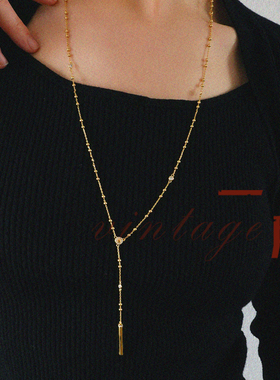 一所Y字形长款毛衣链女