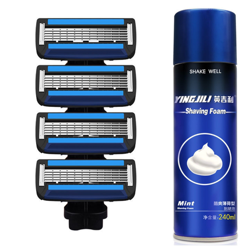 英吉利五层手动剃须替换刀头503男士刮胡刀小青龙德国单面刀片4只 - 图3