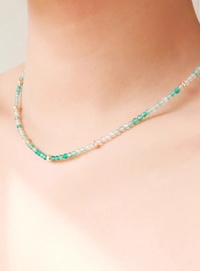 《爪哇秘境》雨林渐变绿玛瑙锁骨链