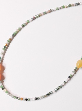 《爪哇秘境》雨林系极细款印度玛瑙橘黄金丝玉锁骨链.极细款