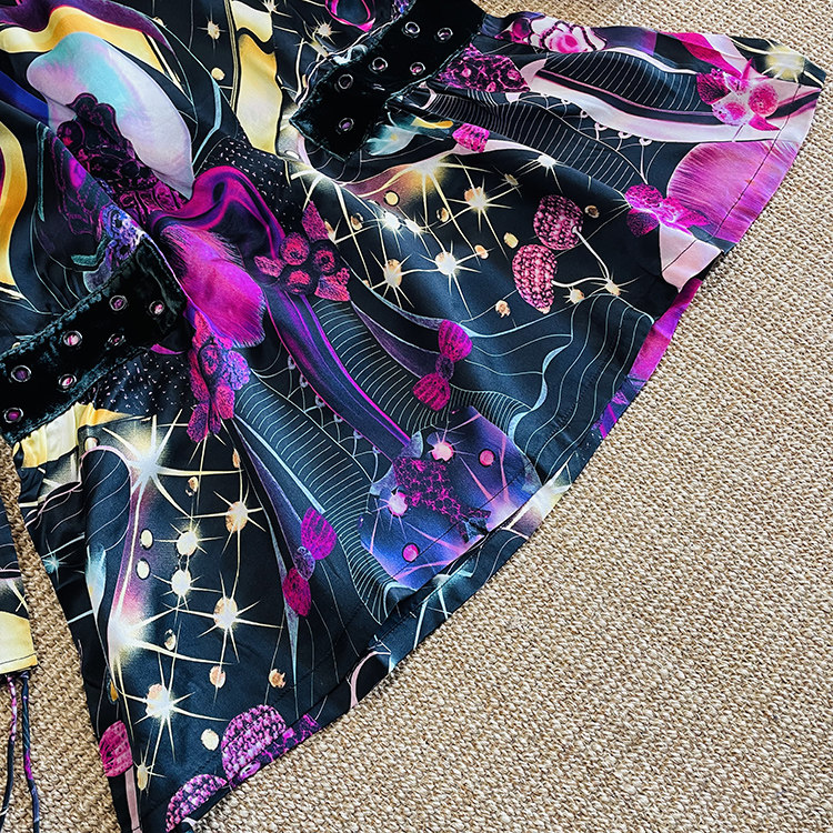 缎面真丝连衣裙春夏女装小码修身气质印花裙子低腰 70%桑蚕丝短裙,淘宝优惠券,粉丝福利购,淘宝优惠卷