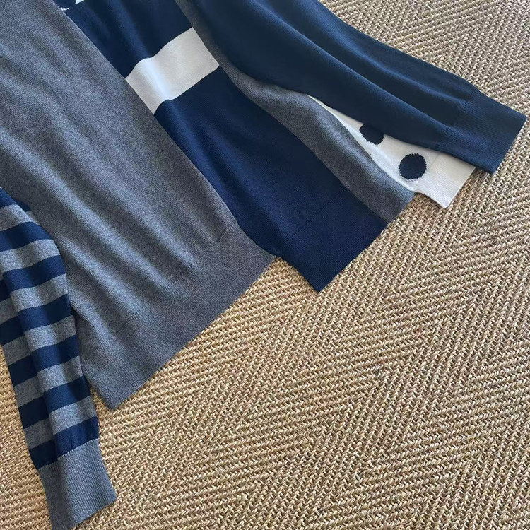 精纺100细羊毛圆领针织打底衫女不规则下摆波点撞色红标毛衣秋冬,淘宝优惠券,粉丝福利购,淘宝优惠卷