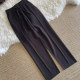 ໂສ້ງຂາກວ້າງຂອງຜ້າໄຫມ cashmere ມີແອວ elastic ແລະສາຍແອວກະເປົ໋າ