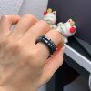 17 ring Myanmar natural jade A pair of cold black chicken rings Q2410#