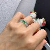 11-circle Burmese natural jade A-grade ice type with a touch of spicy green ring A767#