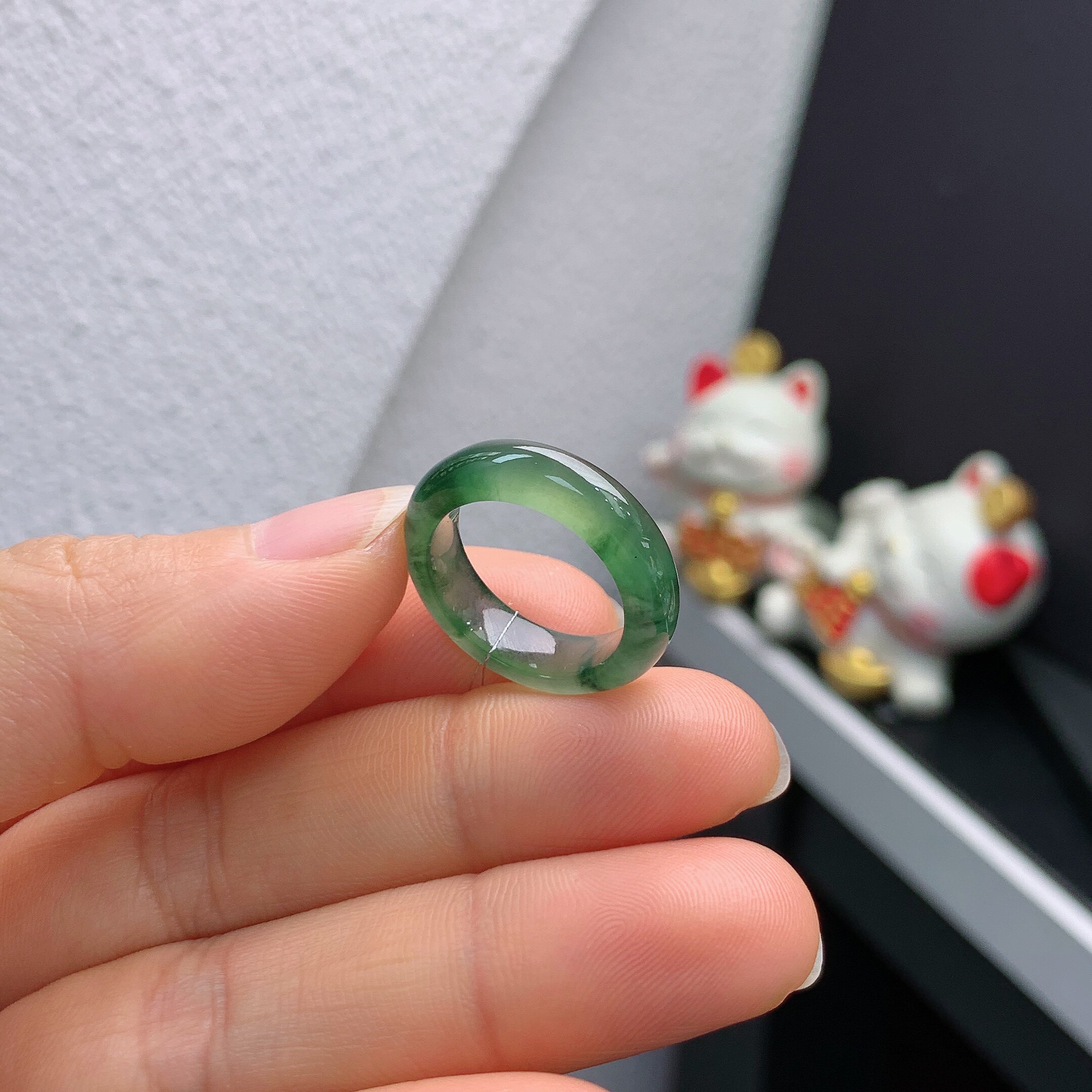 11-circle Burmese natural jade A-grade ice-colored ring 227#