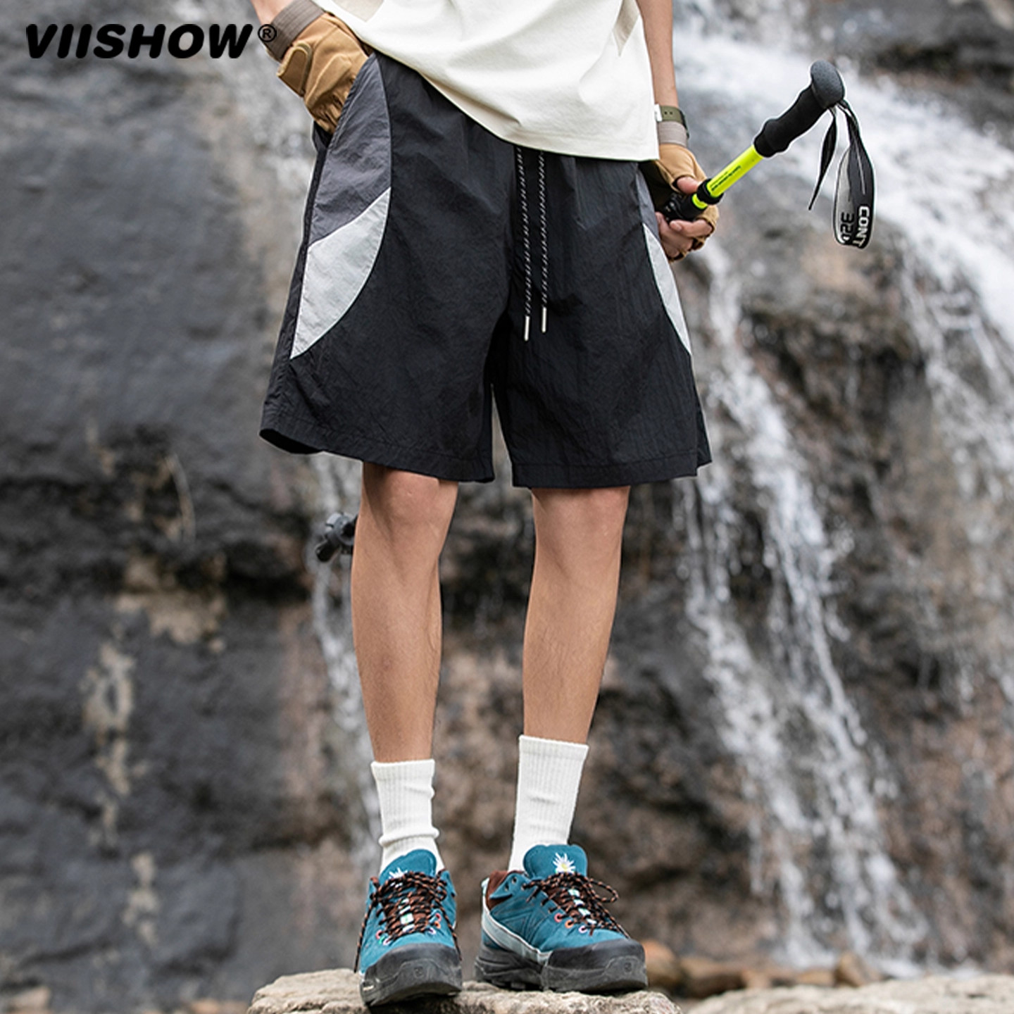 VIISHOW夏季轻薄速干拼色休闲短裤男美式户外徒步登山运动五分裤,淘宝优惠券,粉丝福利购,淘宝优惠卷