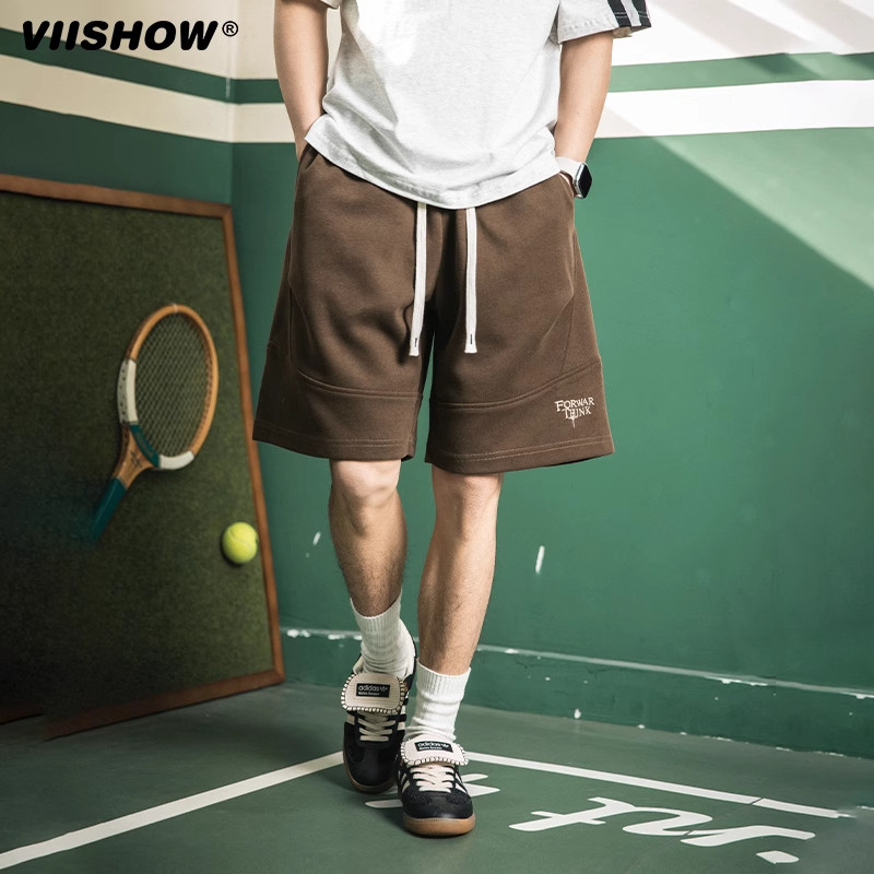 VIISHOW夏季美式复古运动休闲短裤宽松潮牌五分裤刺绣透气裤子男,淘宝优惠券,粉丝福利购,淘宝优惠卷