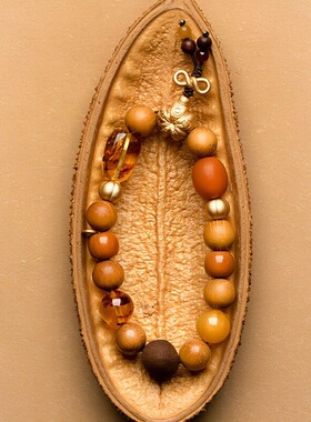 果系列得福藏香珠手串女黄金檀木蜜蜡手链情人节礼物