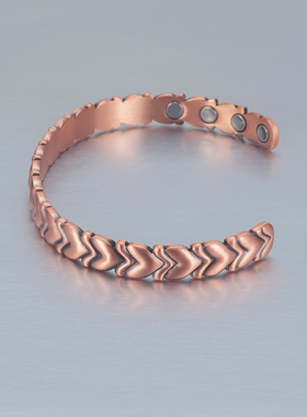 红铜磁性女士手镯，16cm铜手链带磁铁可调节首饰礼品