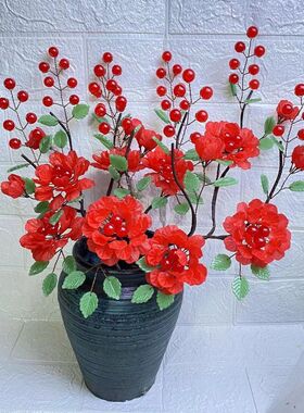 新款磨砂牡丹花材料手工串珠全套家居摆件创意仿真花装饰