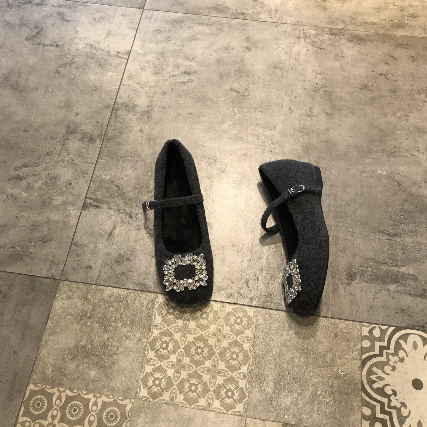 鞋子女冬季新款呢子水钻方头玛丽珍鞋女一字带内增高气质加绒单鞋,淘宝优惠券,粉丝福利购,淘宝优惠卷