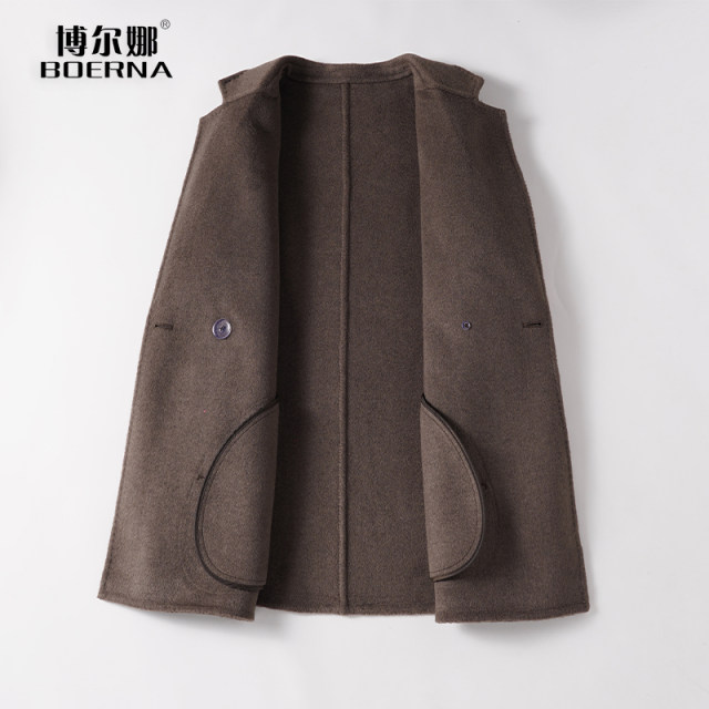 Women's mid-length temperament woolen cashmere coat for petites