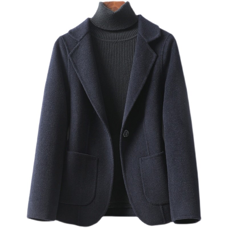 小西装女外套短款修身气质小个子双面呢2025秋冬新款显瘦毛呢西服,淘宝优惠券,粉丝福利购,淘宝优惠卷