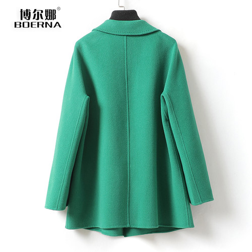 毛呢外套女中长款韩版宽松减龄双排扣秋冬新款双面羊毛大衣小个子 - 图1