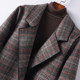 Woolen jacket for women mid-length houndstooth style coat