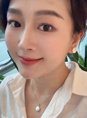 HEFANG何方纽扣珍珠长项链 简约天然珍珠毛衣链轻奢优雅生日礼物