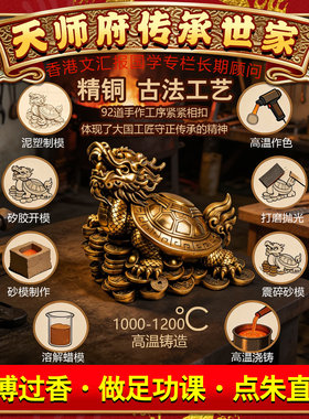 纯铜龙头龟红布包裹送梅花钱