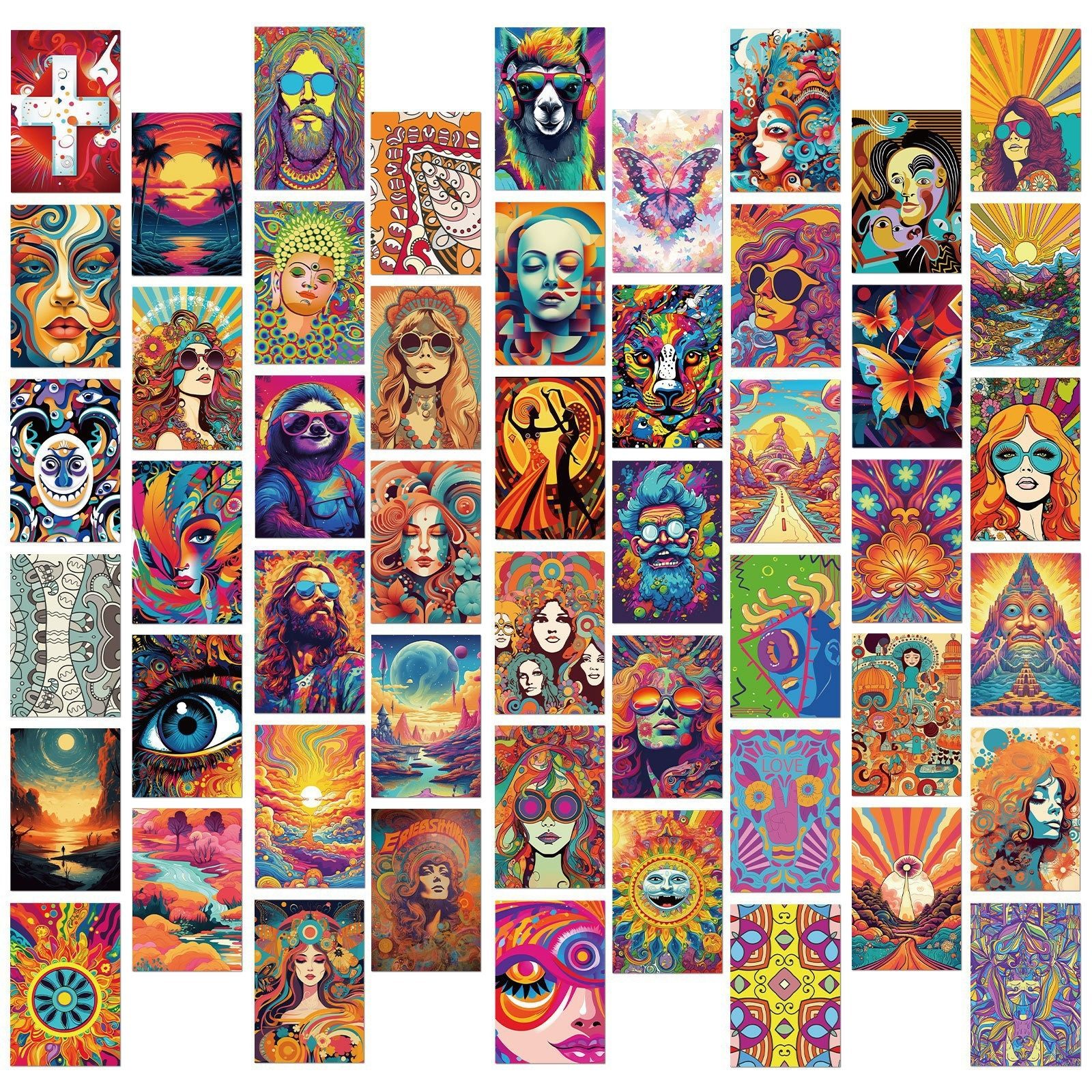 50张亚马逊海报跨境热卖SHEIN涂鸦贴纸temu装饰贴纸复古漫画贴纸,淘宝优惠券,粉丝福利购,淘宝优惠卷