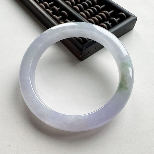 翡翠林 冰种紫罗兰翡翠手镯56缅甸天然正品A货淡紫色玉镯平安镯55 - 图0