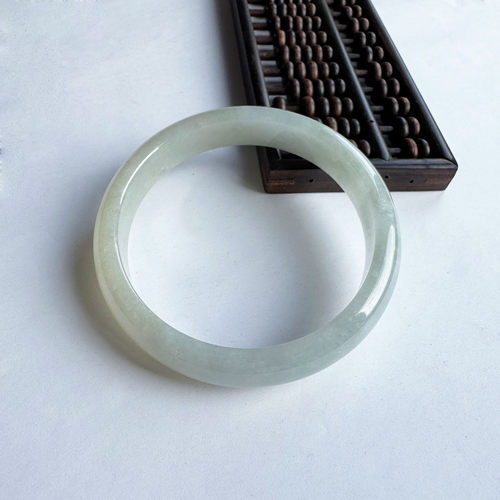 翡翠林 大圈口淡黄翡翠手镯64缅甸天然正品老坑A货白月光冰种玉镯 - 图0