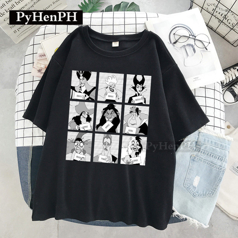 Villains Bad Girl T shirt 欧美风潮牌女士夏季短袖T恤黑色上衣 - 图2