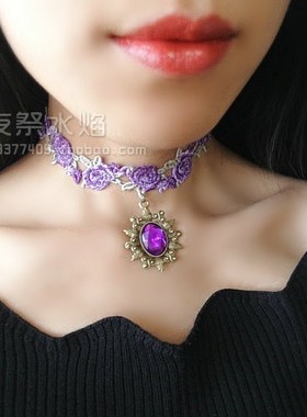 choker欧式复古刺绣蕾丝项链包邮
