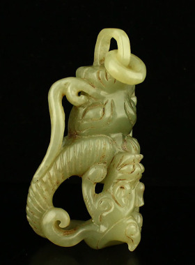 一口价 精雕 新疆和田玉 古玉老玉 瑞兽把件 兽面 送证书包邮