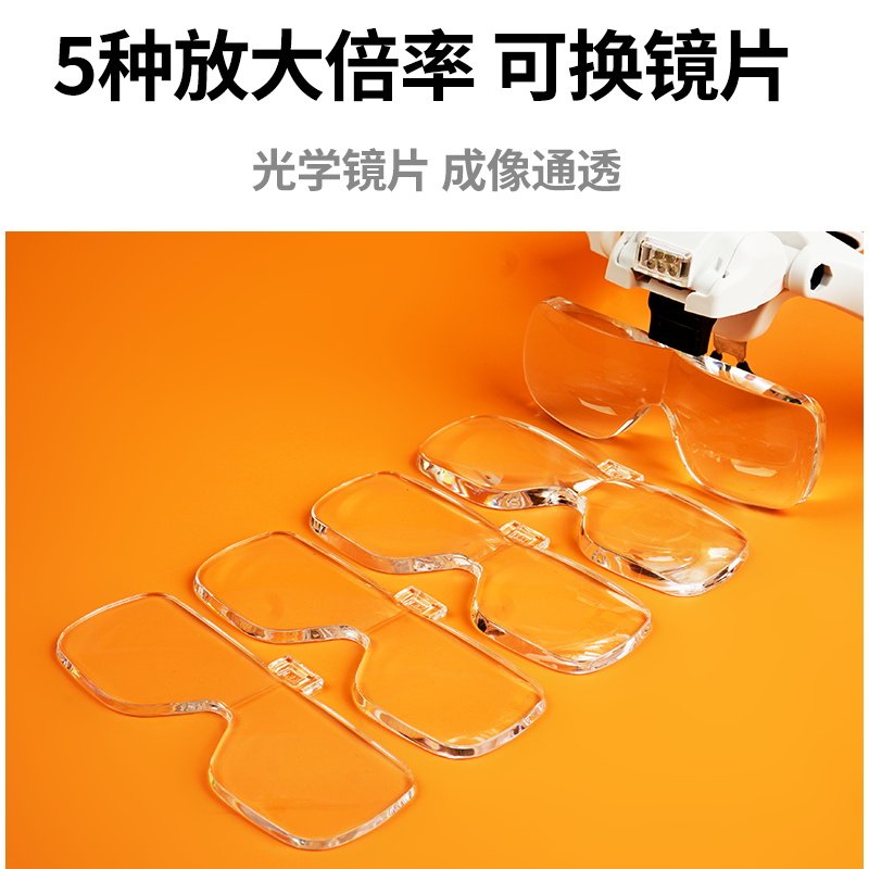 Head-mounted reading high-definition repair magnifying glass with light, handmade