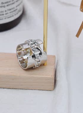 欧美朋克风镶钻链条金属ins戒指