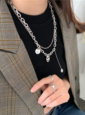 韩国款式东大门韩潮 笑脸吊坠项链女链条颈链网红时尚个性锁骨链