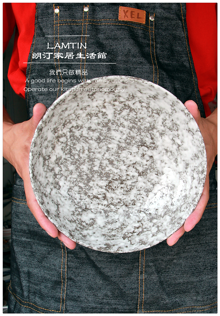 朗汀经典雪花釉陶瓷餐具日式菜盘粗陶饭盘果盘创意汤盘家用面碗 - 图1