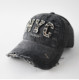 Leopard print patch letters ripped brimmed baseball caps for men and women