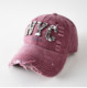 Leopard print patch letters ripped brimmed baseball caps for men and women