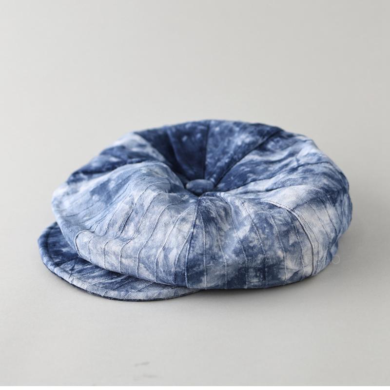 新款复古做旧不规则扎染画家帽女时尚百搭显脸小贝雷帽报童帽男 - 图3