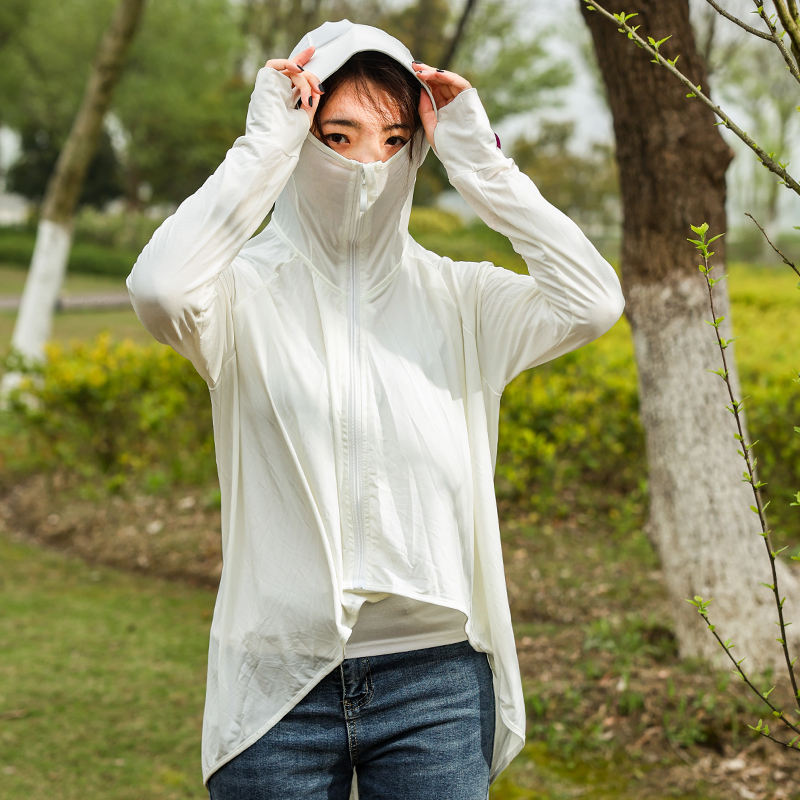 ZOMOLV防晒衣女中长款冰丝防紫外线超薄透气防晒服长袖皮肤风衣