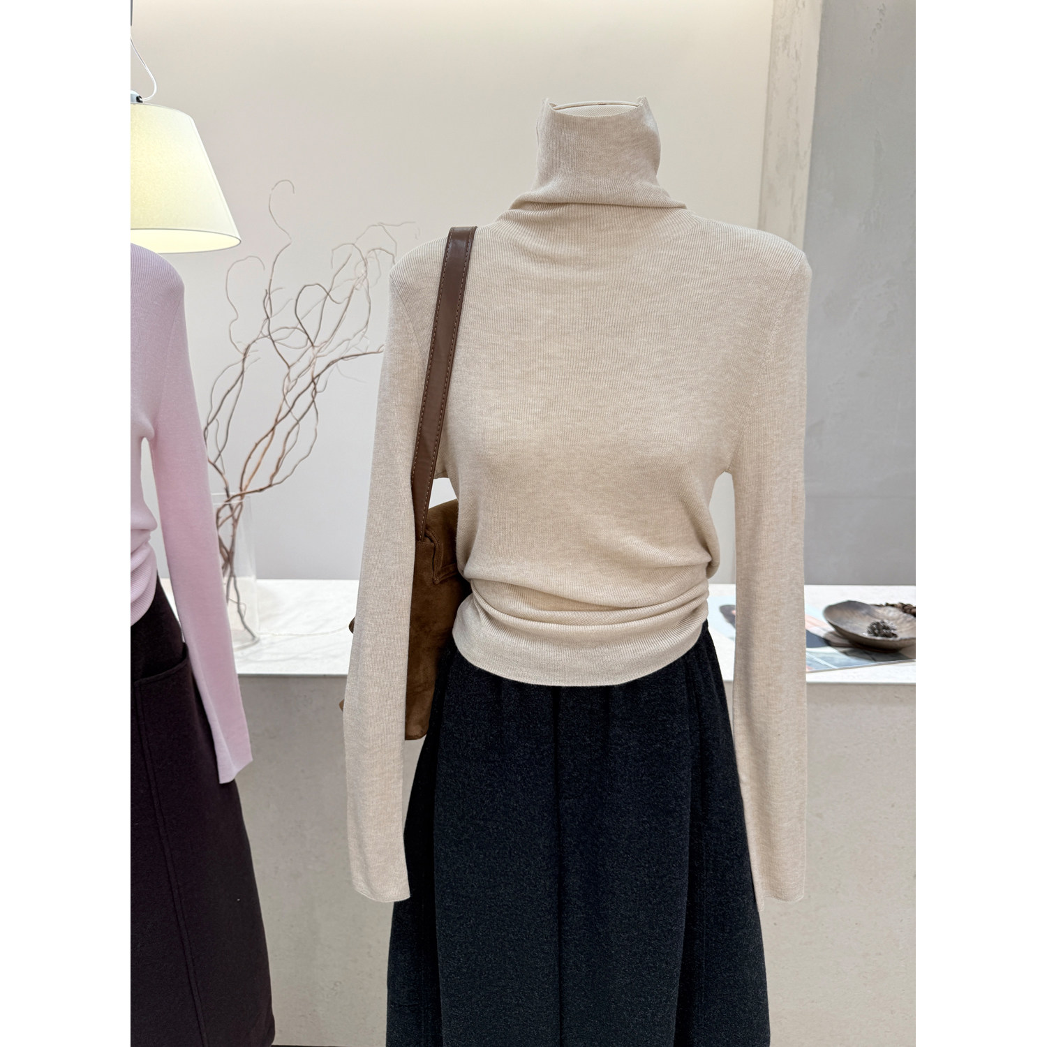 小哲 韩系修身内搭高领长袖针织衫女秋冬显瘦堆堆领打底衫毛衣,淘宝优惠券,粉丝福利购,淘宝优惠卷