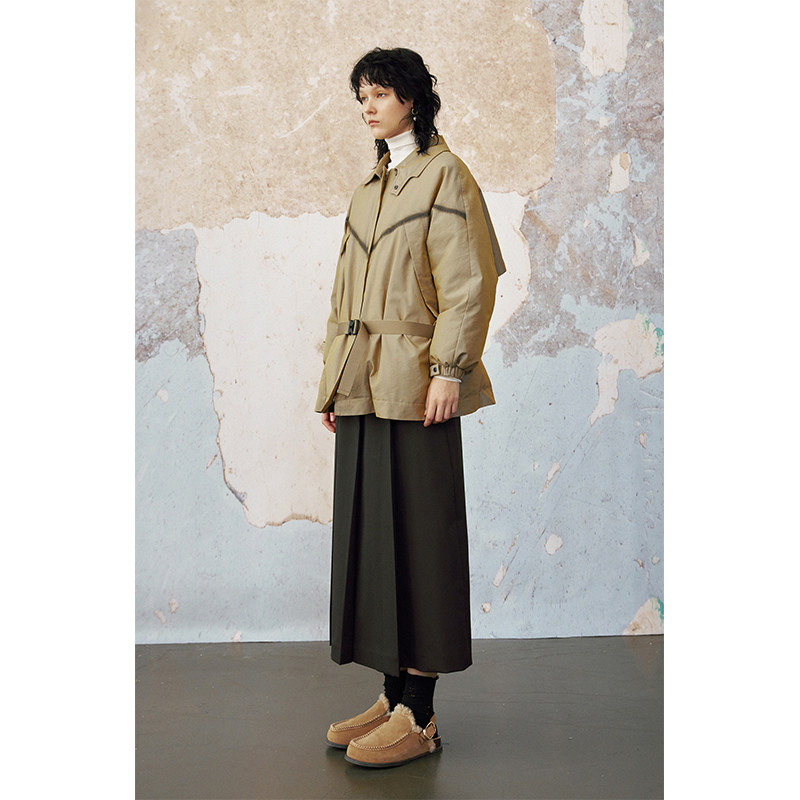 MeeLeeMeeLab 原创轻工装风机能风手工喷墨拉链连袖鹅绒羽绒服