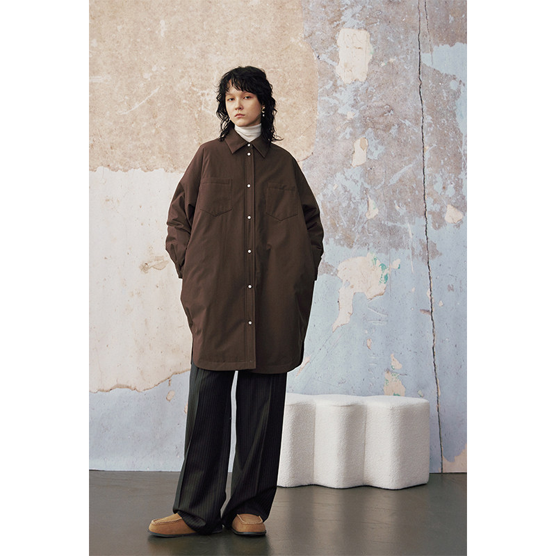 MeeLeeMeeLab原创绅士优雅衬衫式落肩大袖子云朵感宽松棉服外套,淘宝优惠券,粉丝福利购,淘宝优惠卷