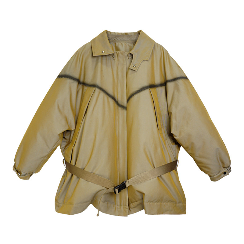 MeeLeeMeeLab 原创轻工装风机能风手工喷墨拉链连袖鹅绒羽绒服
