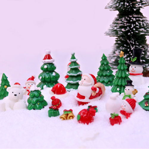 圣诞节雪景造景diy装饰材料圣诞老人雪人圣诞树麋鹿微景观小摆件 - 图0