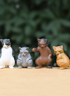 可爱卡通社会猫盲盒手办模型摆件