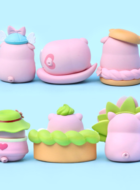 卡通樱花粉嫩小猪猪手办潮玩盲盒
