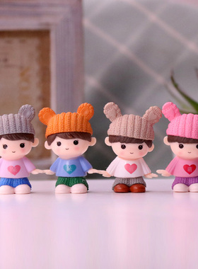 男孩女孩卡通风毛线帽子爱心摆件