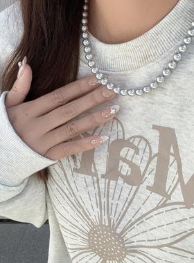 925银施家真多麻灰珍珠468mm项链